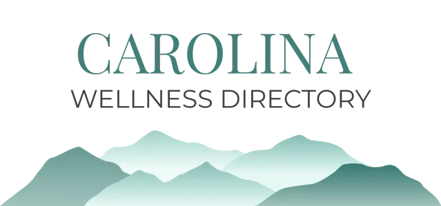 Stylized mountains with the words "Carolina Wellness Dentistry" above them.